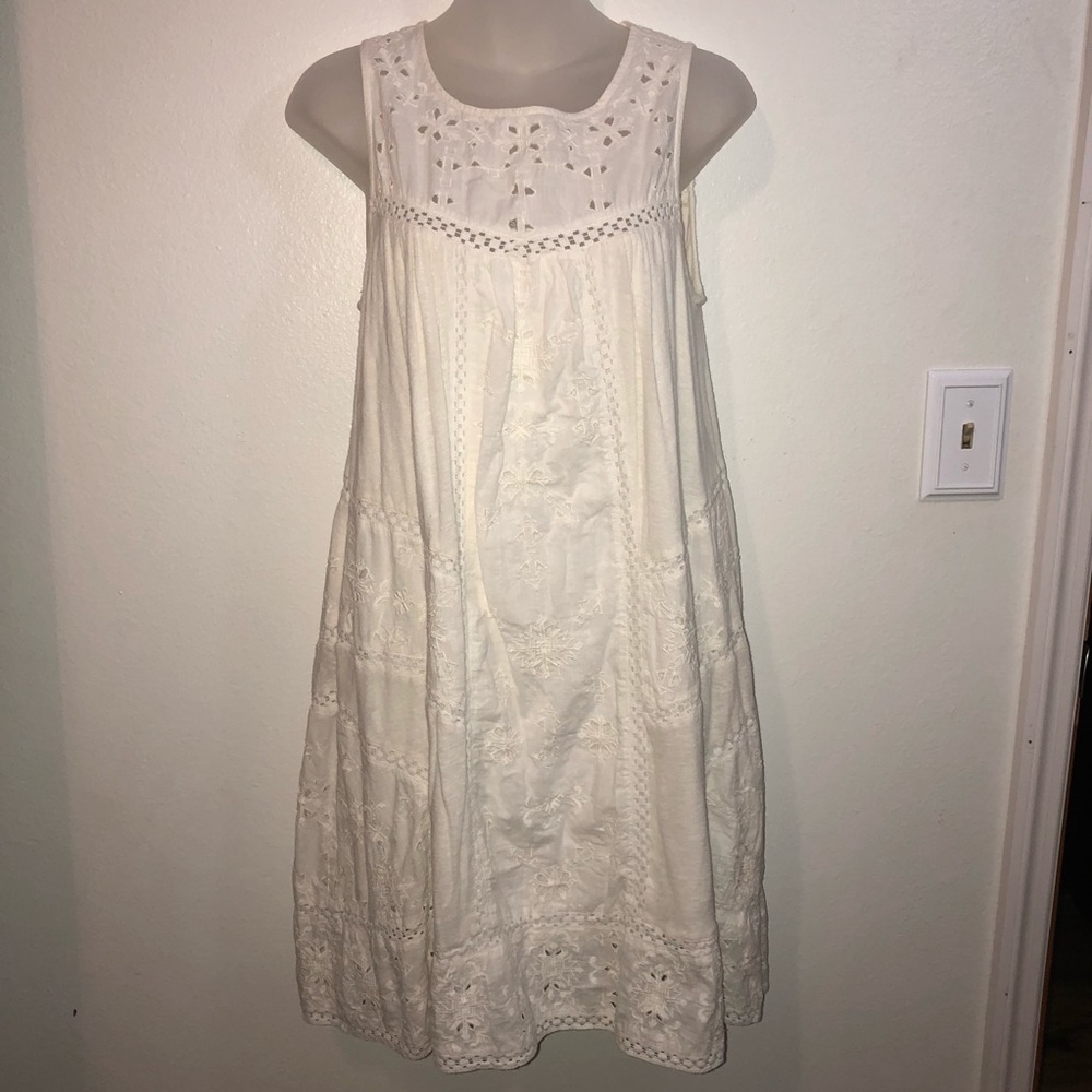 Lucky brand white eyelet, flowy dress. So soft and comfortable!